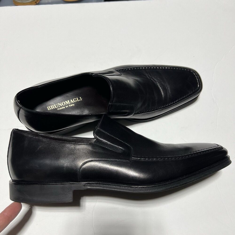 Bruno Magli Mens Leather Raging Slip On Loafers Size 11.5 Black - Picture 2 of 6